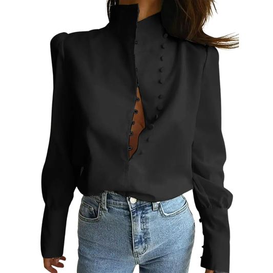 Valeria | Camisa elegante de manga larga con cuello alto
