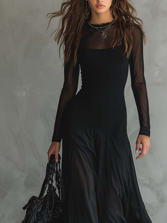 Carmen | Vestido Maxi de Corte Amplio en Tul Negro