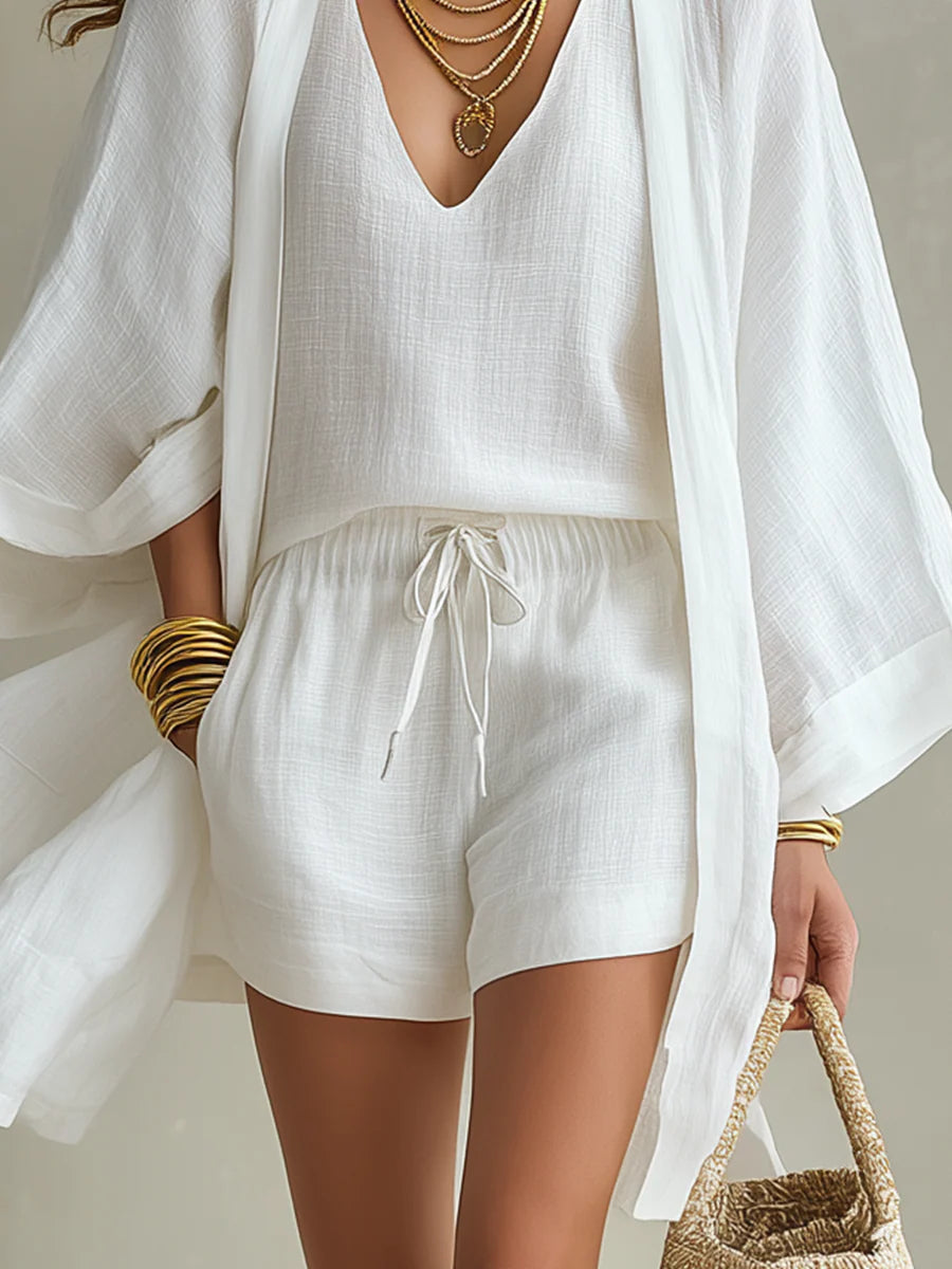 Martina - Conjunto de tres piezas con kimono