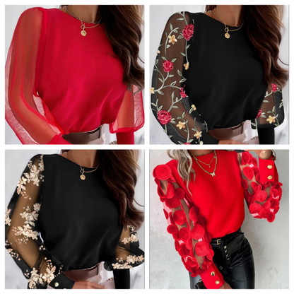 Lara | Top glamuroso con mangas de malla