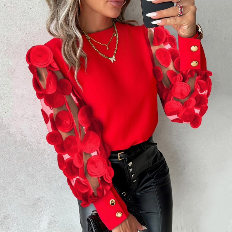 Lara | Top glamuroso con mangas de malla
