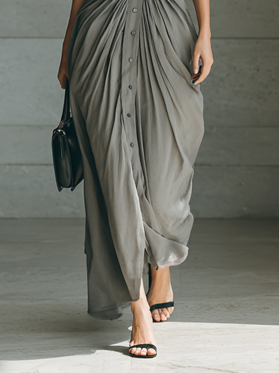 Estela | Vestido largo plisado