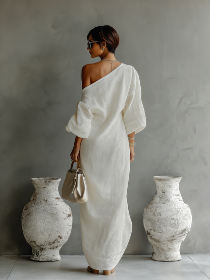 Carmen | Vestido elegante fluido de algodón