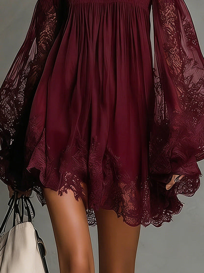 Carmen | Vestido Mini de Chiffon Azul Marino con Hombros Descubiertos