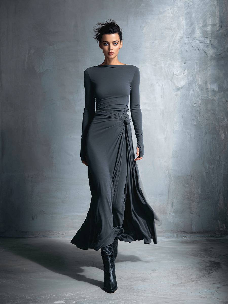 Mia ❘ Vestido maxi con nudo lateral