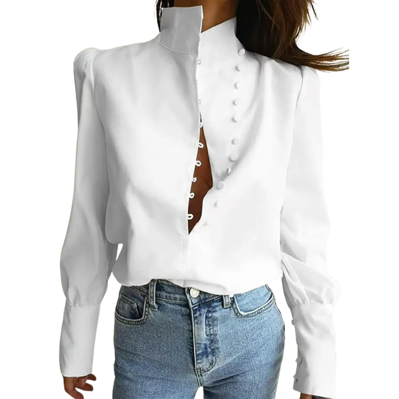 Valeria | Camisa elegante de manga larga con cuello alto