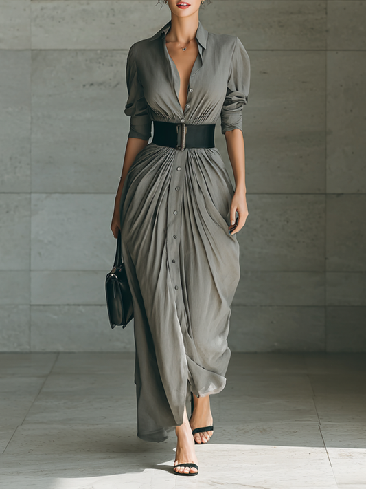 Estela | Vestido largo plisado