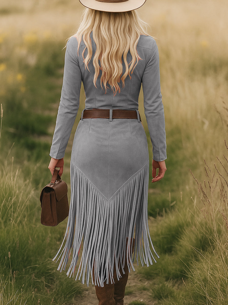 Judith | Vestido de ante con flecos
