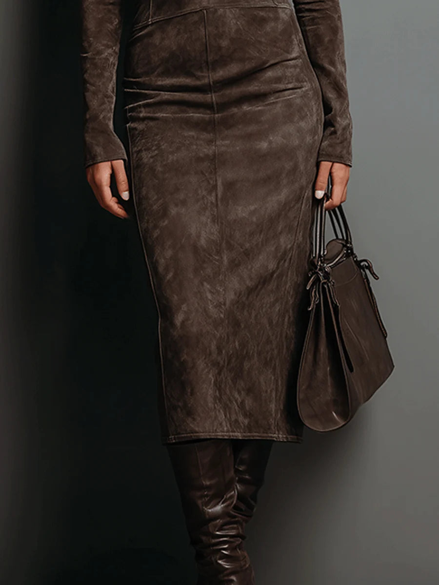 Sabela | Vestido midi largo marrón