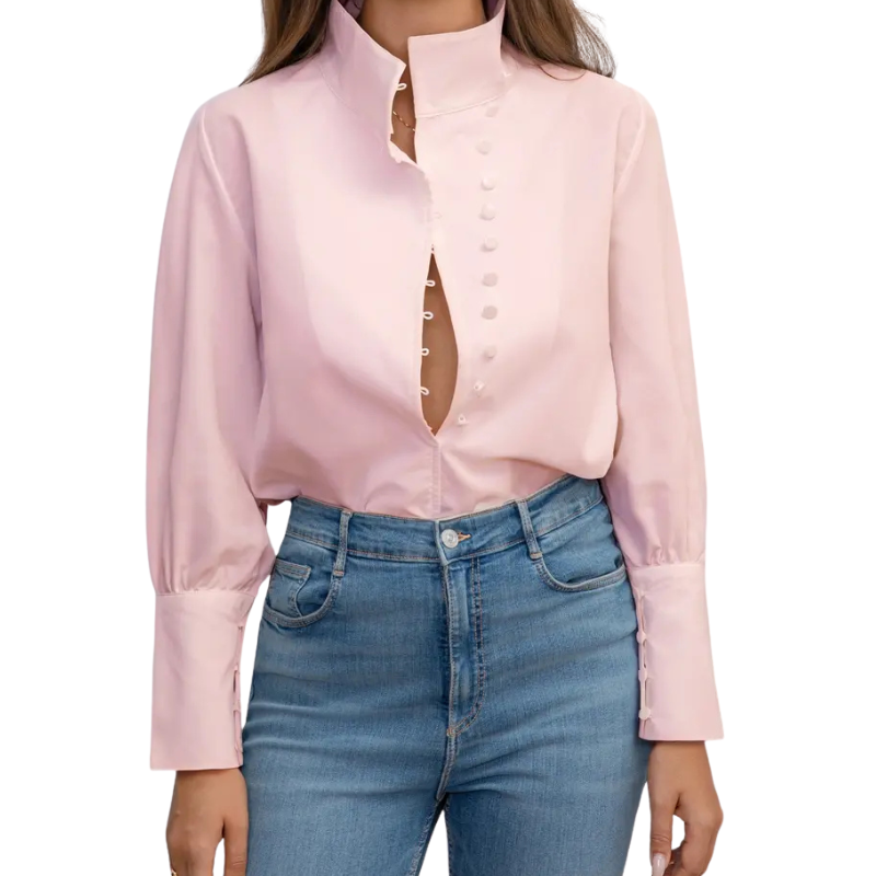 Valeria | Camisa elegante de manga larga con cuello alto