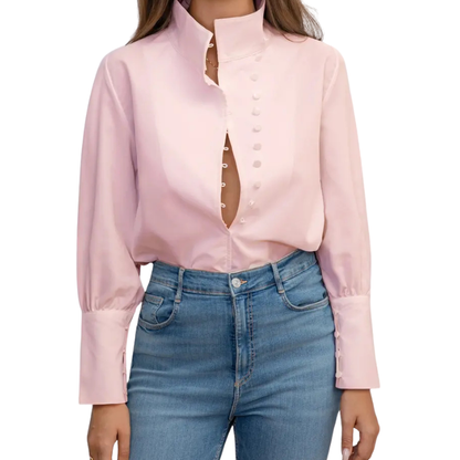 Valeria | Camisa elegante de manga larga con cuello alto