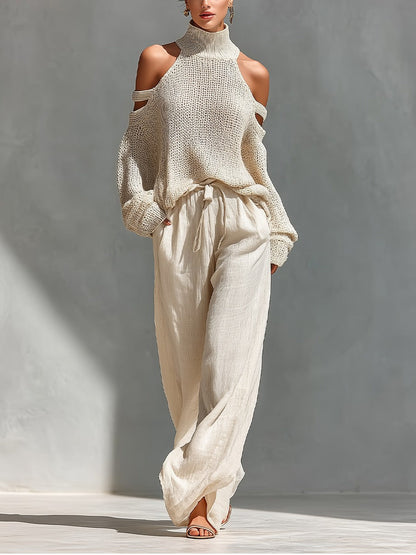 Claudia | Conjunto de Moda en Punto y Lino para Mujer