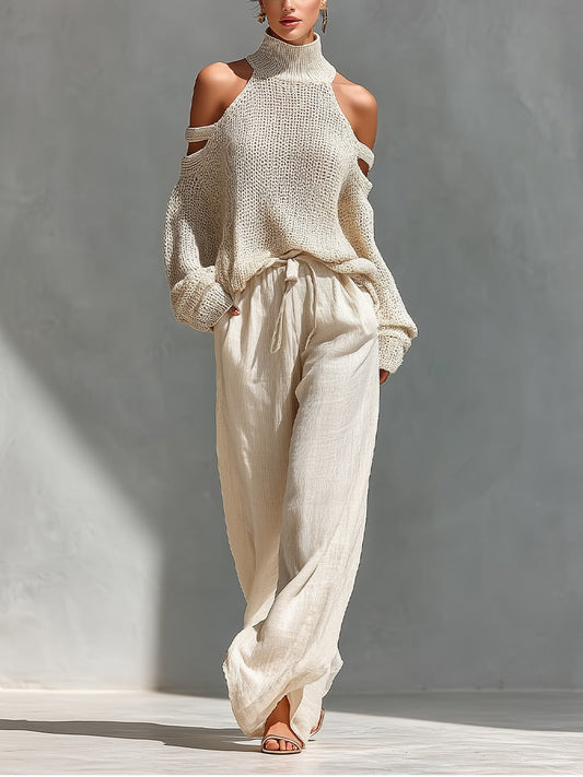 Claudia | Conjunto de Moda en Punto y Lino para Mujer