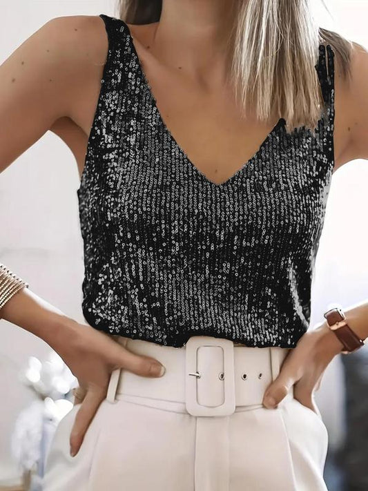 Aitana |  Top de tirantes con lentejuelas brillantes
