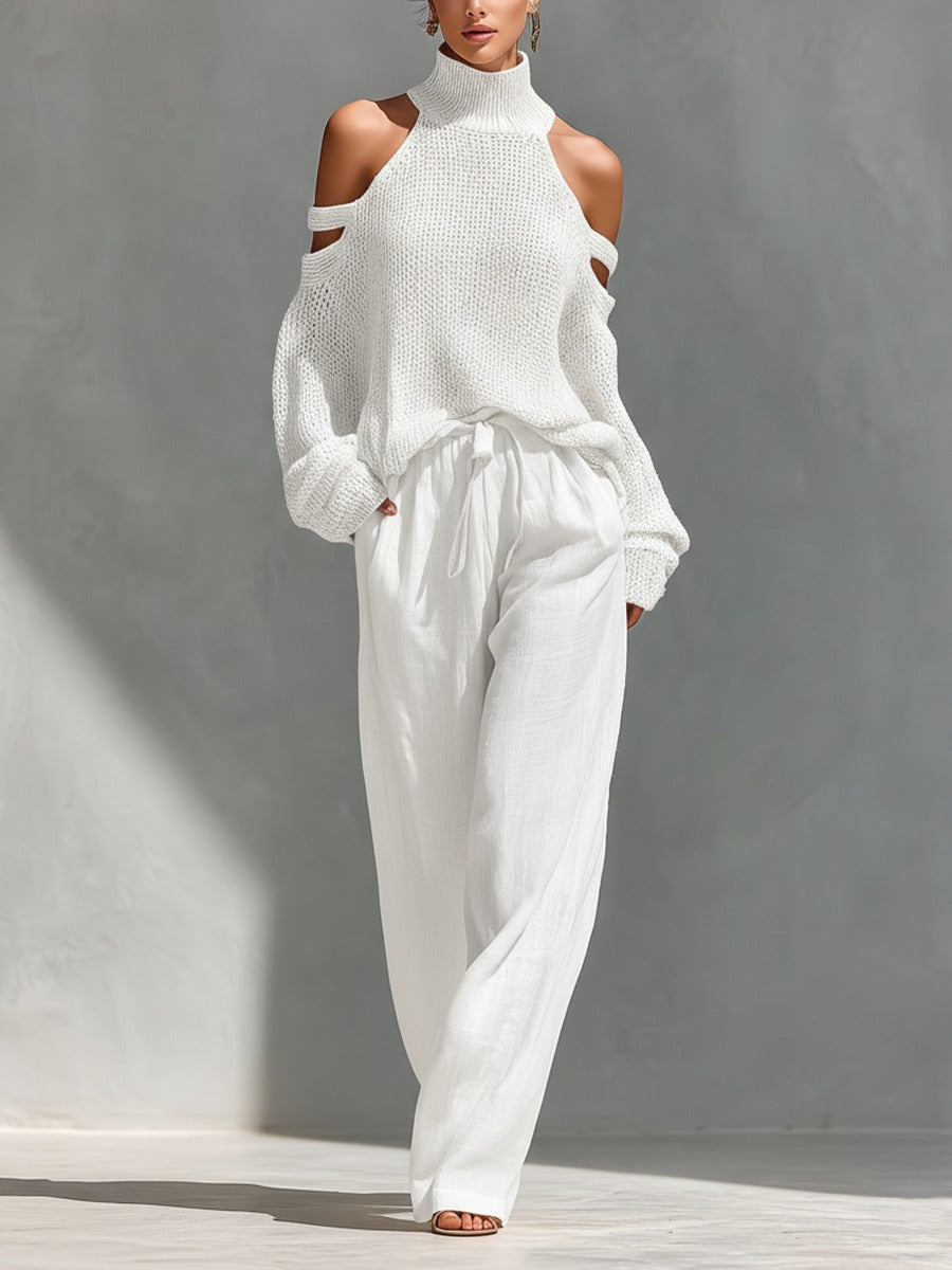 Claudia | Conjunto de Moda en Punto y Lino para Mujer