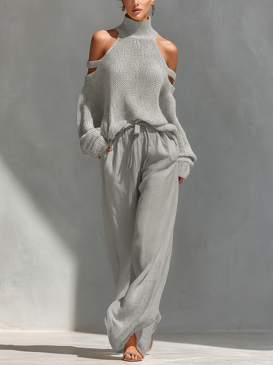 Claudia | Conjunto de Moda en Punto y Lino para Mujer