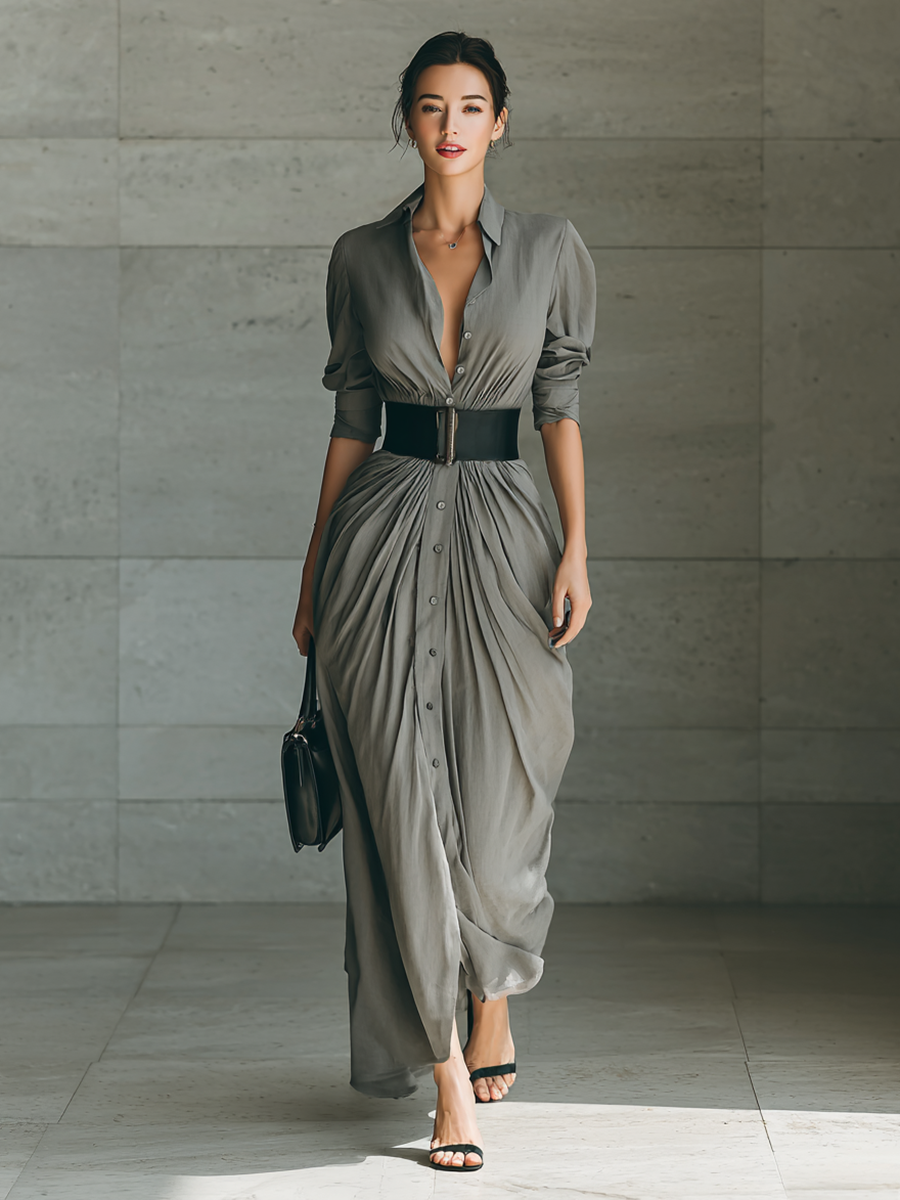 Estela | Vestido largo plisado