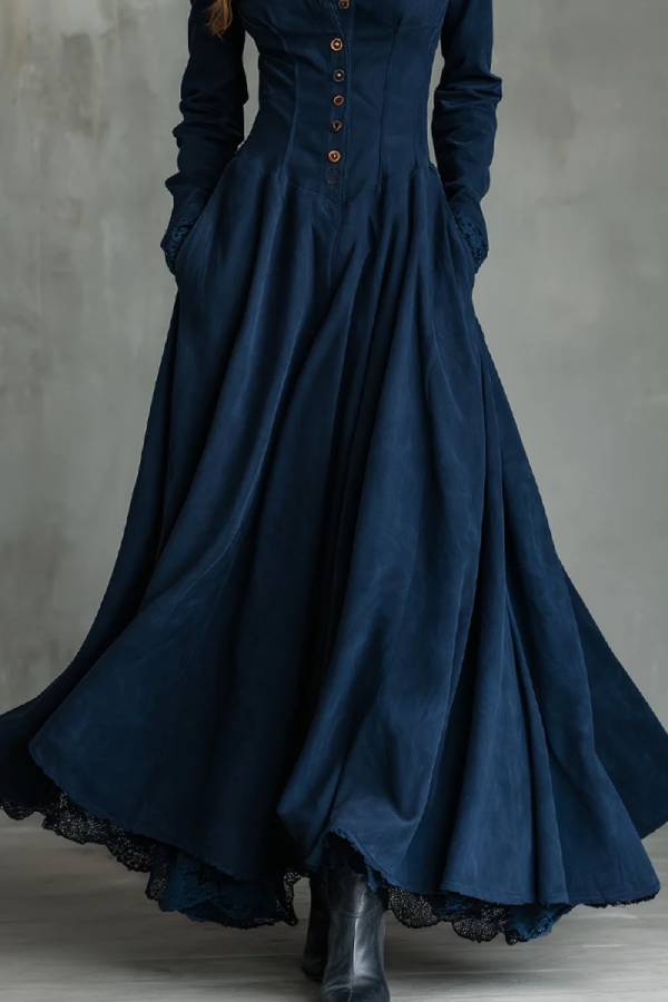 Andrea | Vestido maxi con cuello camisero