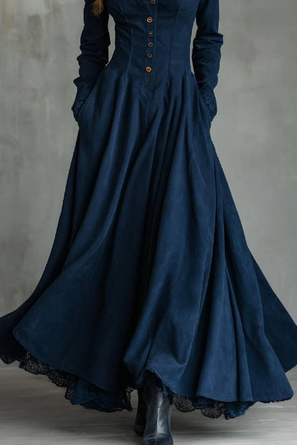 Andrea | Vestido maxi con cuello camisero