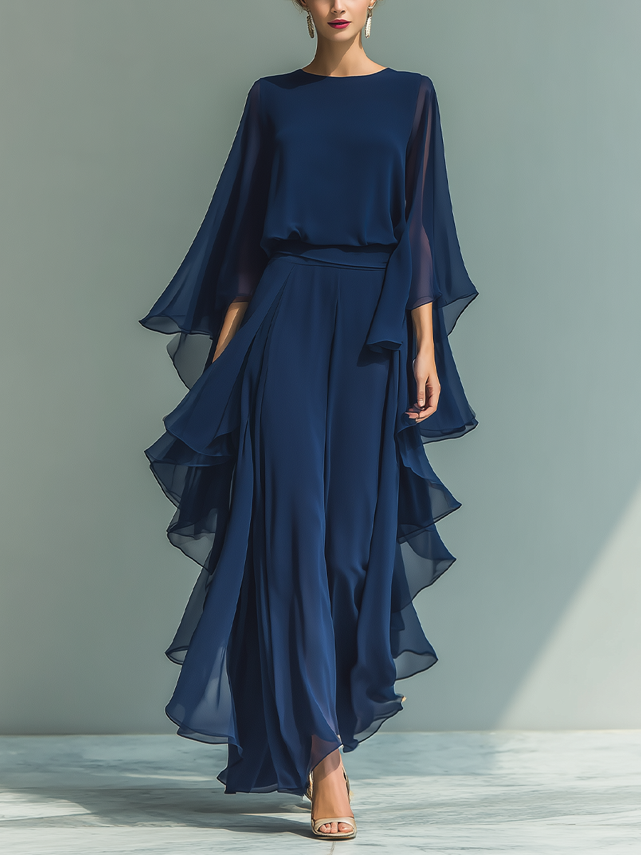 Valeria | Conjunto de top de gasa azul marino