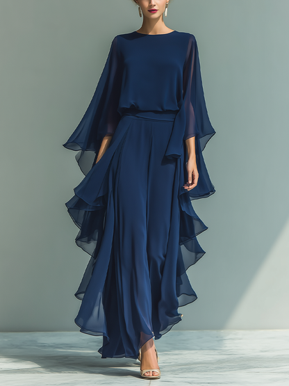 Valeria | Conjunto de top de gasa azul marino