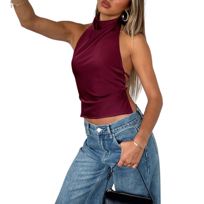 Valentina | Blusa elegante sin mangas con cuello halter