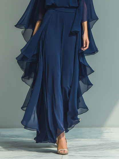 Valeria | Conjunto de top de gasa azul marino