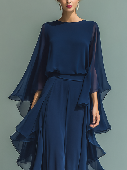 Valeria | Conjunto de top de gasa azul marino