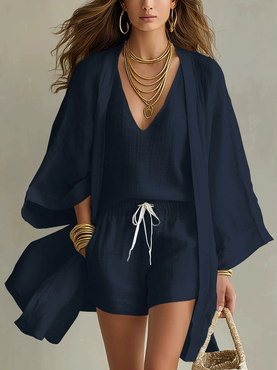 Martina - Conjunto de tres piezas con kimono