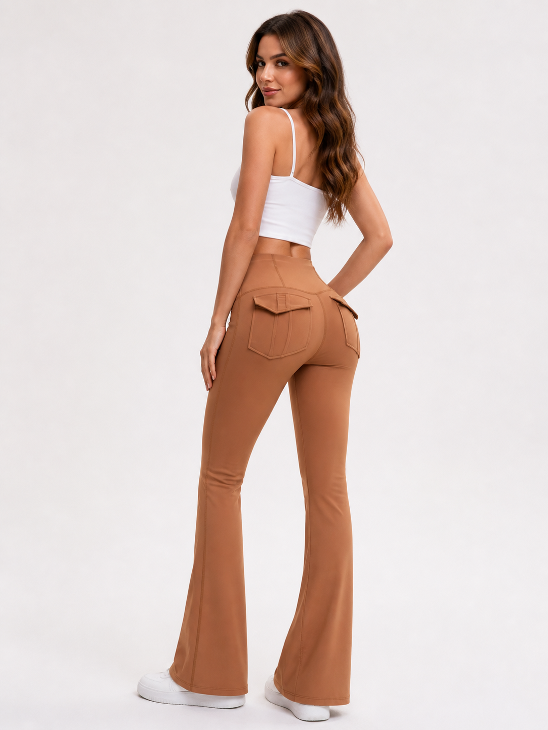 Camila | Leggings acampanados de tiro alto efecto denim