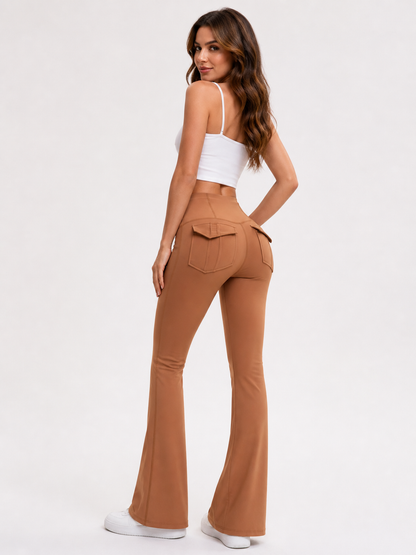 Camila | Leggings acampanados de tiro alto efecto denim