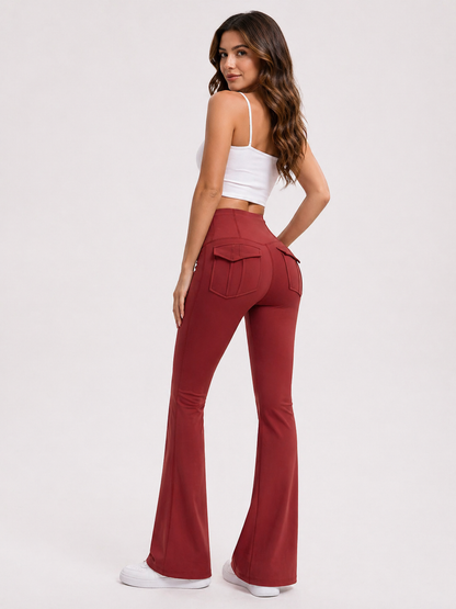 Camila | Leggings acampanados de tiro alto efecto denim