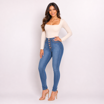 Lucía | Jeans skinny push up de tiro alto elásticos