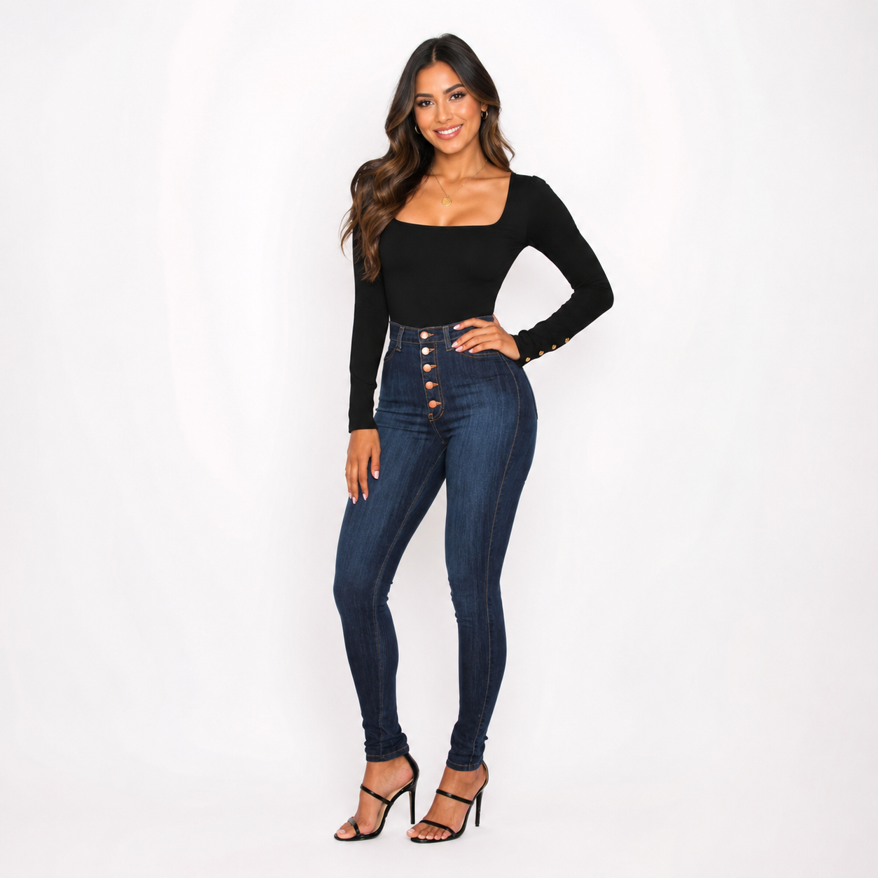Lucía | Jeans skinny push up de tiro alto elásticos