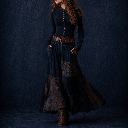 Valeria | Vestido maxi de ante con cinturón