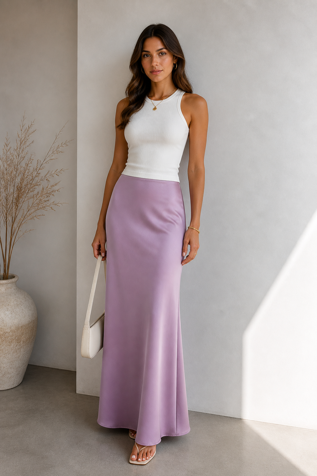 Claudia | Falda satinada de tiro alto estilo elegante