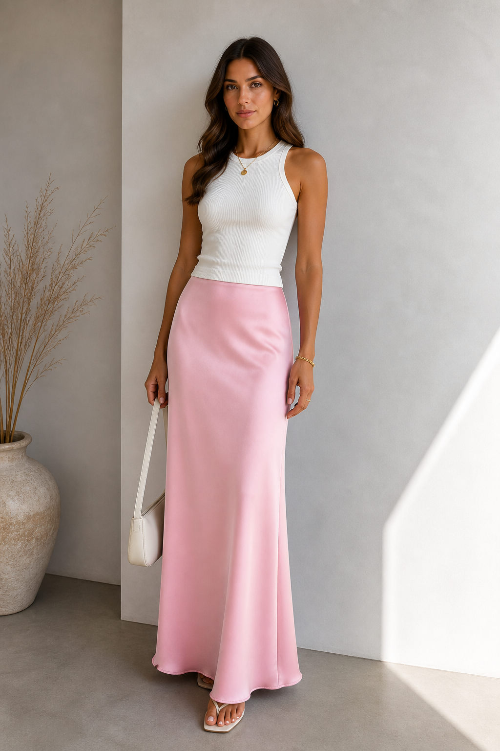 Claudia | Falda satinada de tiro alto estilo elegante