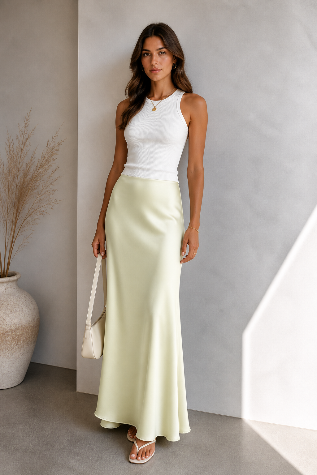 Claudia | Falda satinada de tiro alto estilo elegante