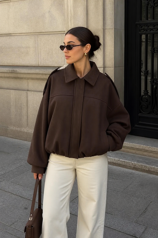 Estrella | Abrigo Urbano de Gamuza Suave con Corte Oversize