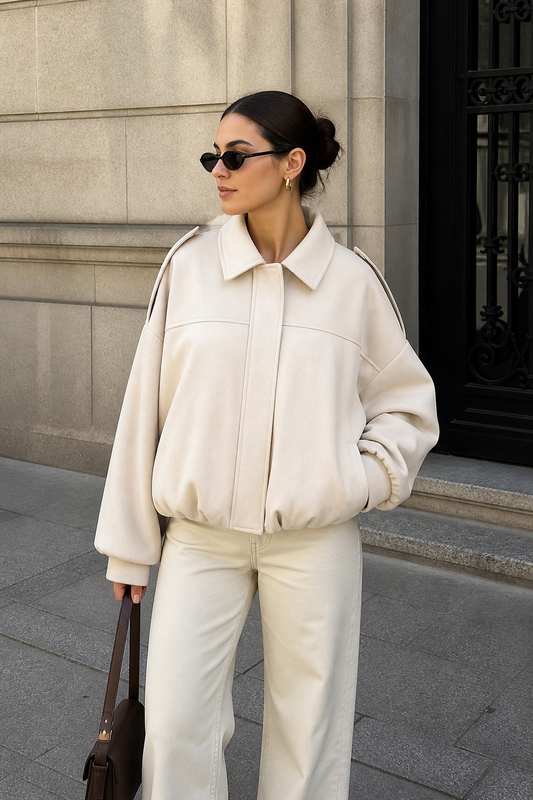 Estrella | Abrigo Urbano de Gamuza Suave con Corte Oversize