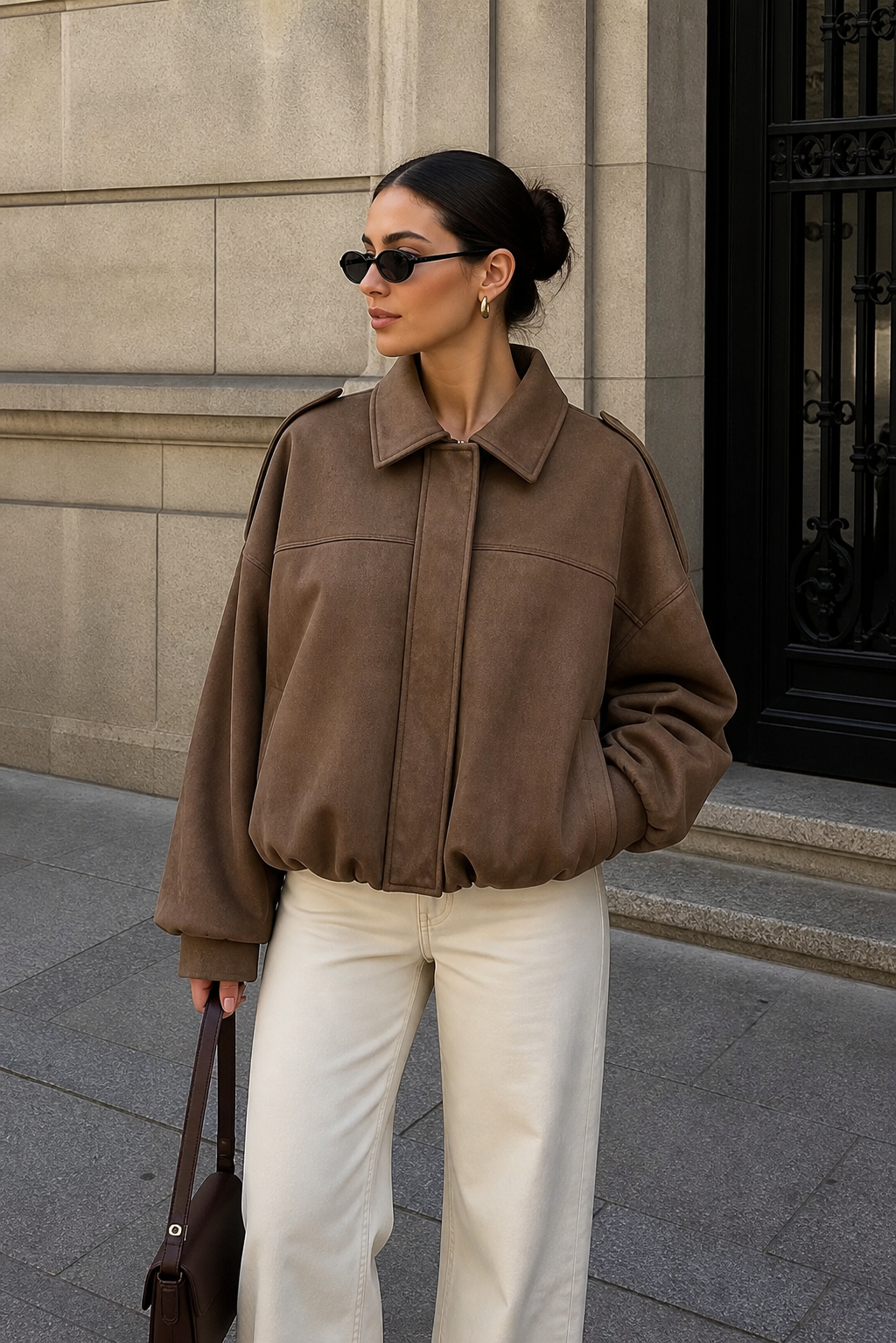Estrella | Abrigo Urbano de Gamuza Suave con Corte Oversize