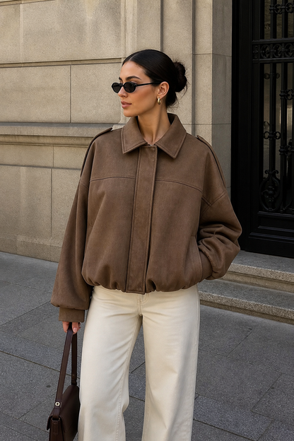 Estrella | Abrigo Urbano de Gamuza Suave con Corte Oversize