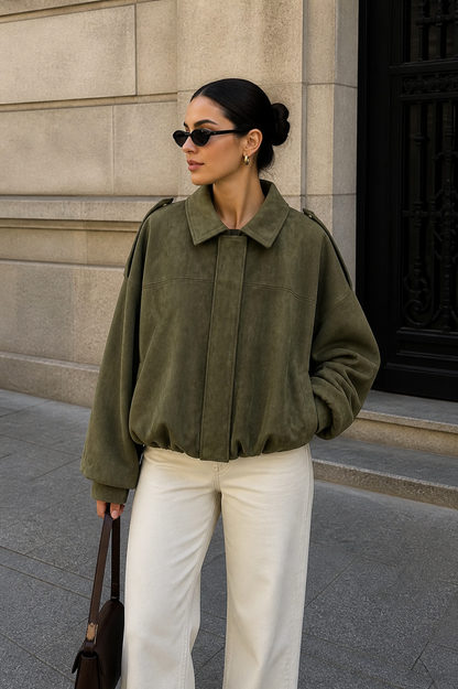 Estrella | Abrigo Urbano de Gamuza Suave con Corte Oversize