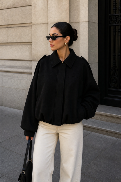 Estrella | Abrigo Urbano de Gamuza Suave con Corte Oversize