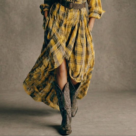 Blanca | Vestido camisero a cuadros con cinturón