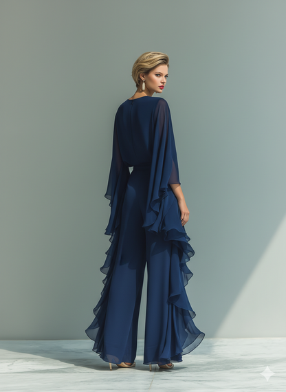 Valeria | Conjunto de top de gasa azul marino