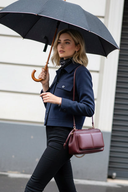 Nora | Chaqueta  corta fit recto con botones contraste