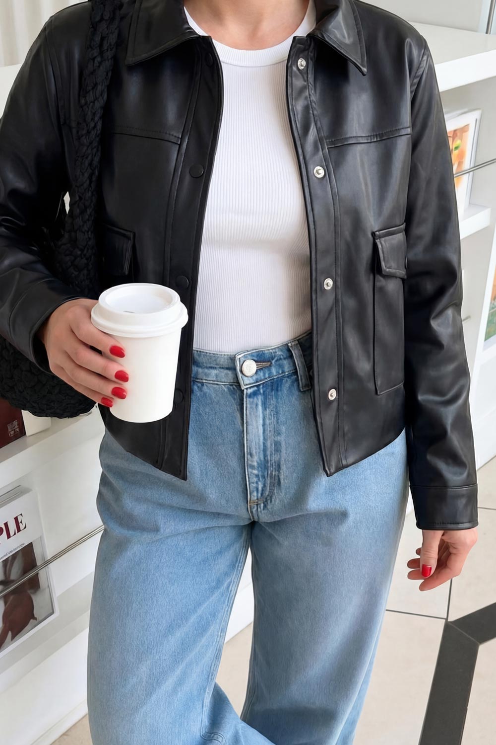 Estrella | Chaqueta efecto piel botones