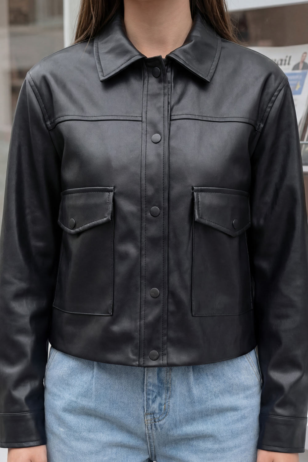 Estrella | Chaqueta efecto piel botones
