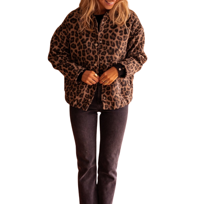 Marta | Chaqueta Corta con Estampado de Leopardo